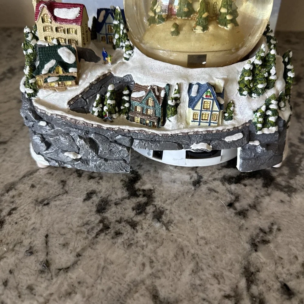 Mr Christmas Holiday Snow Globe Musical Water Globe With Circling Decoration.